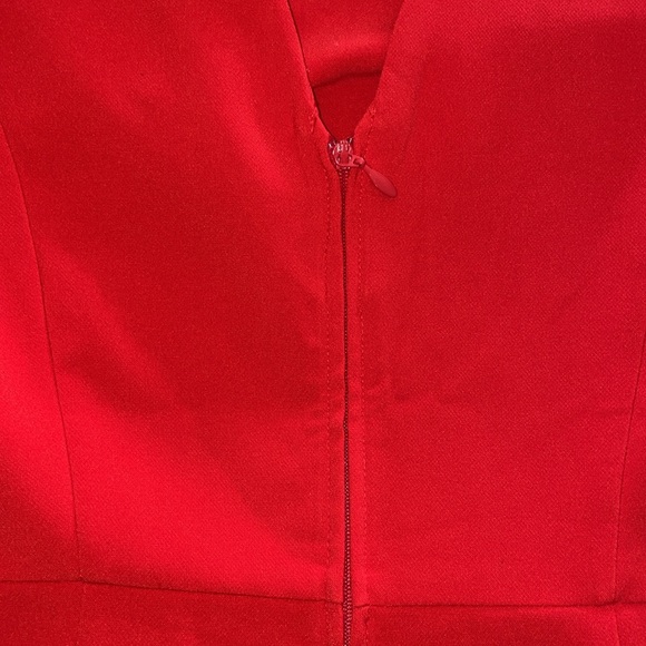 Elegant Holiday Red Long Sleeve Dress size 6 with ruffle detail and pencil skirt - Picture 6 of 8